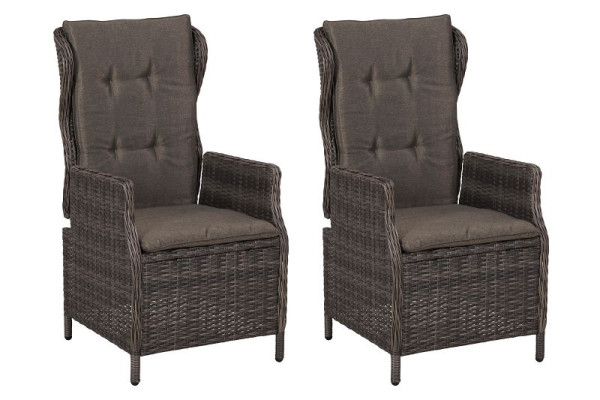 Merxx Saviano Sessel, 2er Set, mit hoher Rückenlehne, inkl. Kissen, grau, Stahlgestell mit Kunststoffgeflecht, 51142-262