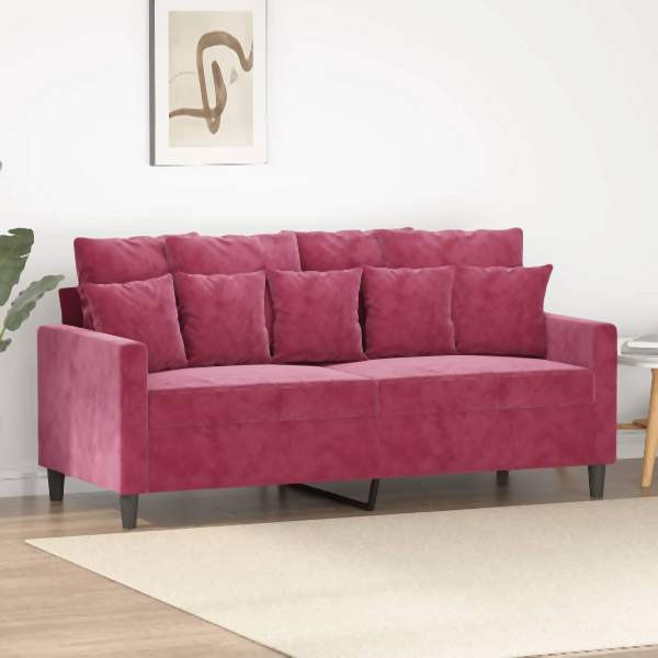 vidaXL 2-Sitzer-Sofa Weinrot 140 cm Samt, Füllung: Schaumstoff, 359307