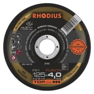 Rhodius TOPline FS1 FUSION Schruppscheibe, Durchmesser [mm]: 125, Stärke [mm]: 4, Bohrung [mm]: 22.23, VE: 10 Stück, 207885
