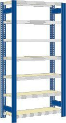 Regalwerk BERT-Großfachregal 250 kg - Grundfeld - LR 6011 HxBxT 3000x1695x600mm 7 Fachebenen Paneel mit 16mm Spanplatten, B3-46541-60-RG