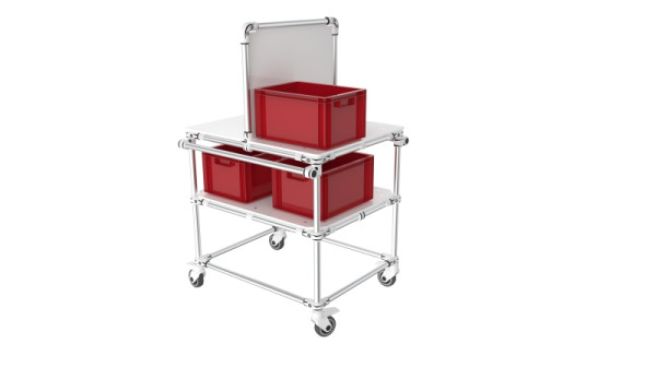 TRILOGIQ Trolley mit 2 Ebenen und integrierter Informationstafel, 19738-01