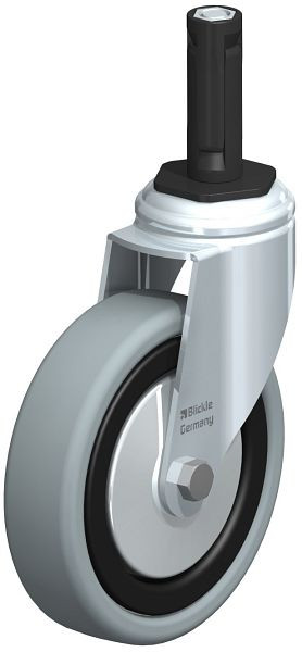 Blickle LKRA-VPA 126K-11-FA-ER12 Apparate-Lenkrolle mit Expander, Vollgummi, Grau, 848401