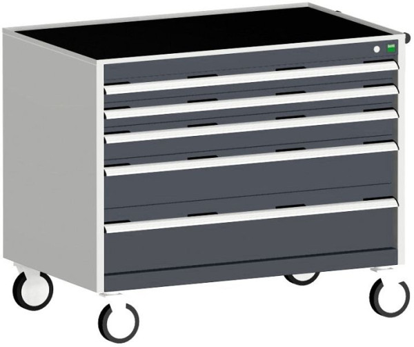 bott cubio Schubladenschrank mobil bestückt mit 5 Schubladen BxTxH: 1050 x 650 x 880 mm, RAL 7035/7016, 40402130.19V