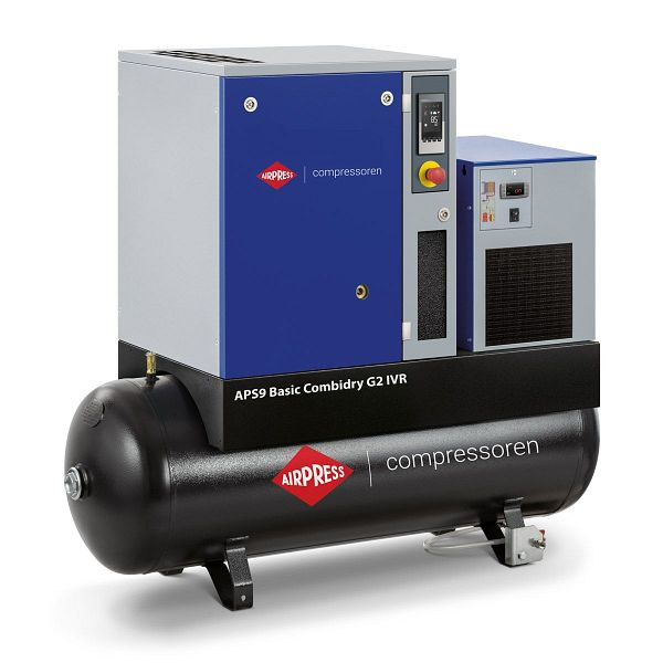Airpress Schraubenkompressor 10 bar 200L 10 PS/7.5 kW 594-966 l/min (APS 9 IVR Basic Combi Dry G2), 362959-IVR