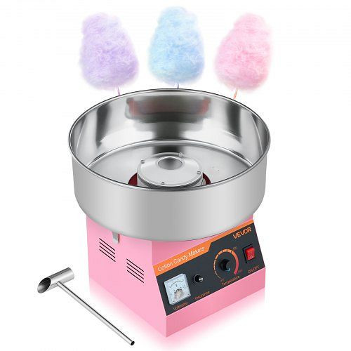 VEVOR Zuckerwattemaschine 1000 W mit 38 cm Edelstahlschüssel & Zuckerlöffel, 3500 U/min, Pink für Zuhause & Feiern, TSXXHMHTJFSWJCEIH001V2