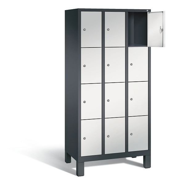 C+P Schließfachschrank Evolo, H1850xB900xT500mm, Farbe: Schwarzgrau / Lichtgrau, 48010-304 S10061