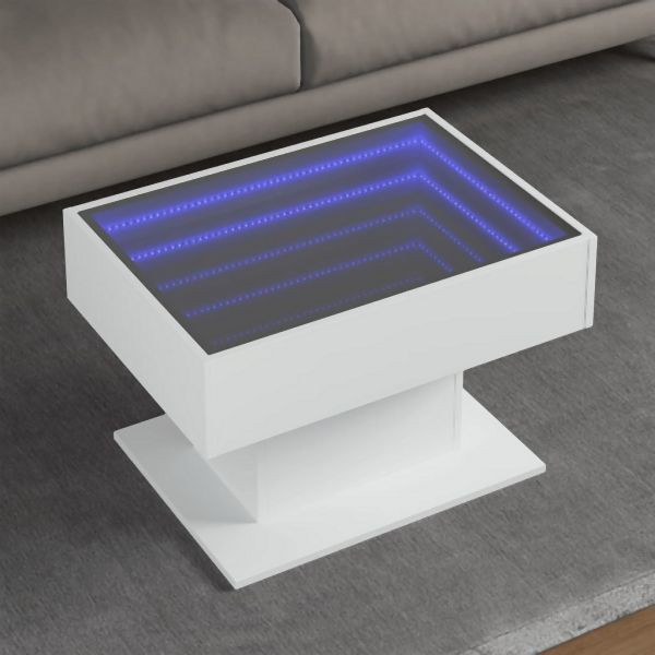 vidaXL LED-Couchtisch Weiß 70x50x45 cm Holzwerkstoff, 847532