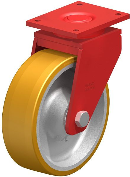 Blickle LS-GTH 304K Stahlgeschweißte Schwerlast-Lenkrolle, schwere Drehkranz-Ausführung, Blickle Extrathane®, Hellbraun, 480814