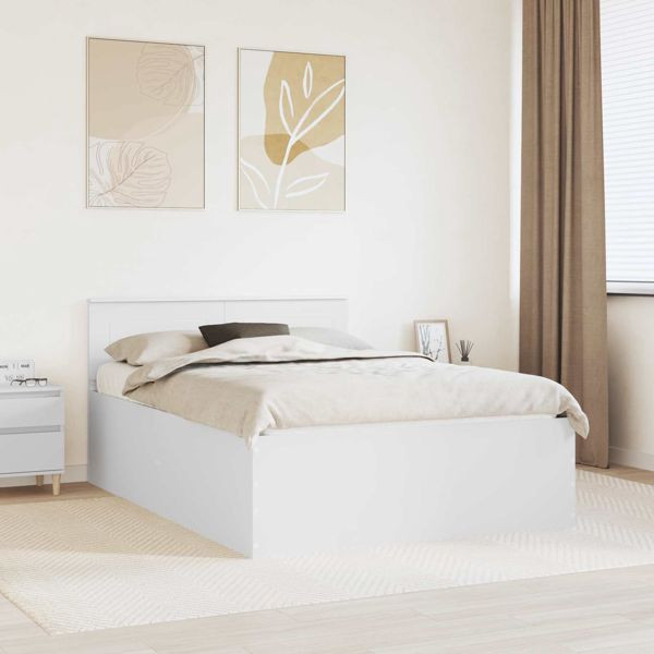 vidaXL Bettrahmen mit Kopfteil Weiß 140 x 200 cm Holzwerkstoff, 3408578