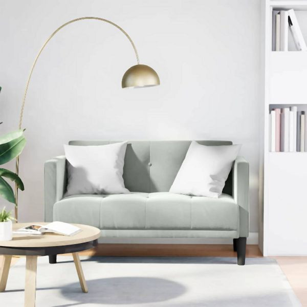 vidaXL Zweisitzer-Sofa Hellgrau 111 cm Abmessung Samt, 4100570