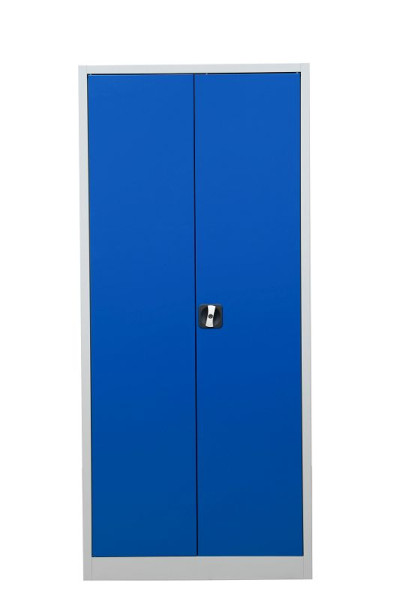 Gürkan Flügeltürenschrank, 38 x 80 x 180 cm, Lichtgrau, Enzianblau, Fachboden Stück 4, FLC.18, 100050