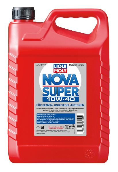 LIQUI MOLY Ganzjahres-Leichtlaufmotoröl, Nova Super 10W-40, VE: 4 Stück à 5 Liter, 7351