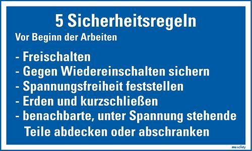 DENIOS Sicherheitsaushang "5 Sicherheitsregeln", Folie, 200 x 120 mm, 210099