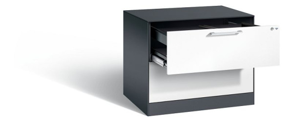 C+P Hängeregistraturschrank Asisto, H710xB800xT600mm, Farbe: Schwarzgrau / Verkehrsweiß, Bügelgriff, 146273-212 S10134