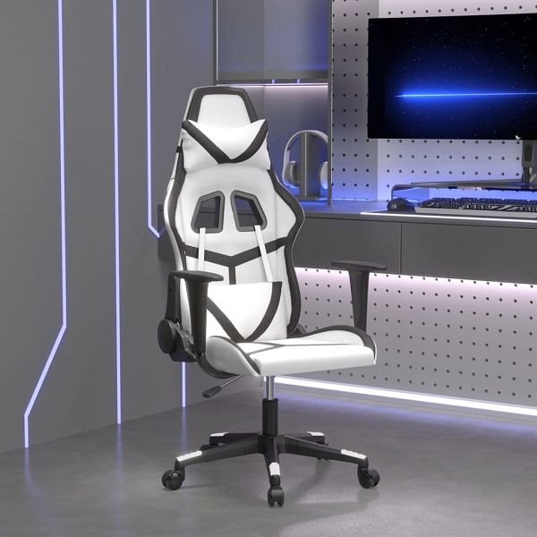 vidaXL Gaming-Stuhl Weiß und Schwarz Kunstleder, 3143674