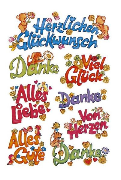 HERMA 3813 Sticker DECOR Glückwünsche, beglimmert, VE: 10 Stück, 3813