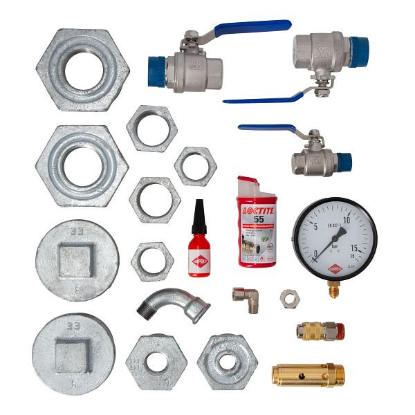 Airpress Armaturensatz für Druckluftbehälter 2000-3000L 3" 16 bar und Kompressor 1"-1 1/2" 18.5-45 kW, PL23114-16