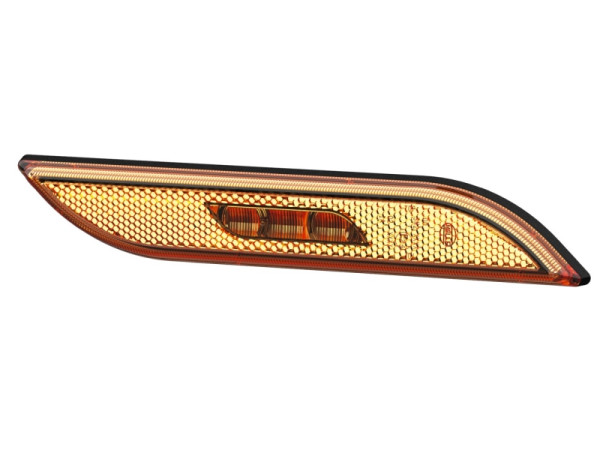 HELLA Seitenmarkierungsleuchte, Shapeline Style, LED, 12/24V, Anbau/geschraubt, gelb, LED-Lichtfarbe: gelb, 250mm, AMP, 2-polig, rechts, 2PS 013 306-081