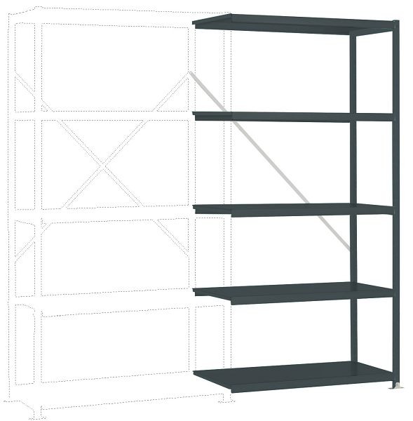 Manuflex Fachboden-Steckregal Color Anbauregal mit 5 Stahlböden, HxBxT = 2000 x 1000 x 300 mm, anthrazit, RP1151.7016