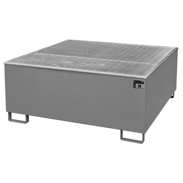 STEIN HGS Auffangwanne AW/PE, mit PE-Kunststoffeinsatz, 1000 Liter, RAL 7005 mausgrau, Gesamthöhe 630 mm, lackiert, 1 IBC 1000 Liter, 79188.0011