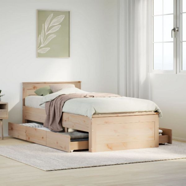 vidaXL Massivholzbett ohne Matratze mit Kopfteil 90x190 cm Kiefer, 3308786
