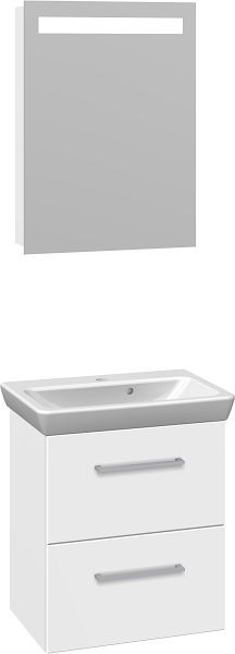 Scanbad Möbelset 55 cm Multo+ LOTTO, mit 2 Schubladen, Spiegelschrank, Weiß Matt E, ML-300034