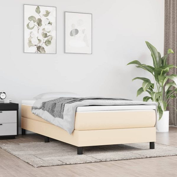 vidaXL Bettgestell Creme 90x190 cm Stoff, Material: Stoff (100% Polyester), Sperrholz, Holzwerkstoff, 3120481