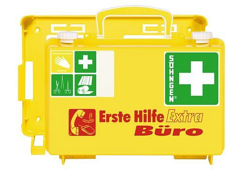 DENIOS Erste-Hilfe-Koffer Extra "Büro", Inhalt nach DIN, Wandhalterung, 164937