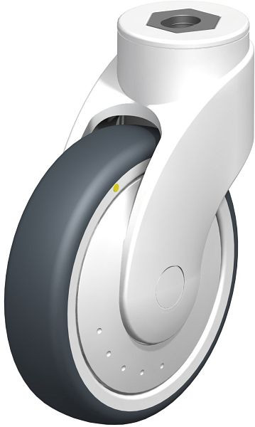 Blickle LWKE-TPA 126K-ELS-FK Kunststoff-Lenkrolle WAVE mit Rückenloch, Thermoplastisches Gummi-Elastomer, Grau, 739840