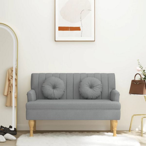 vidaXL Sitzbank mit Kissen Hellgrau 113x64,5x75,5 cm Stoff, 372130