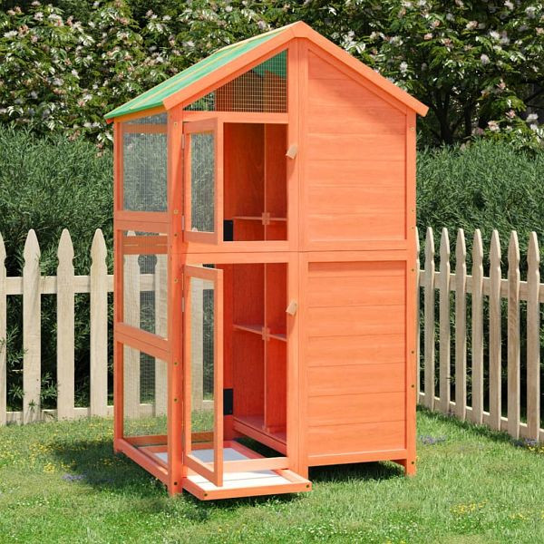 vidaXL Voliere Braun 97x81x152 cm Massivholz Kiefer, 172258
