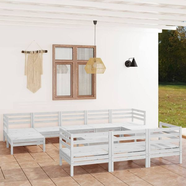 vidaXL 11-teilig Garten-Lounge-Set Weiß Massivholz Kiefer, 3083390