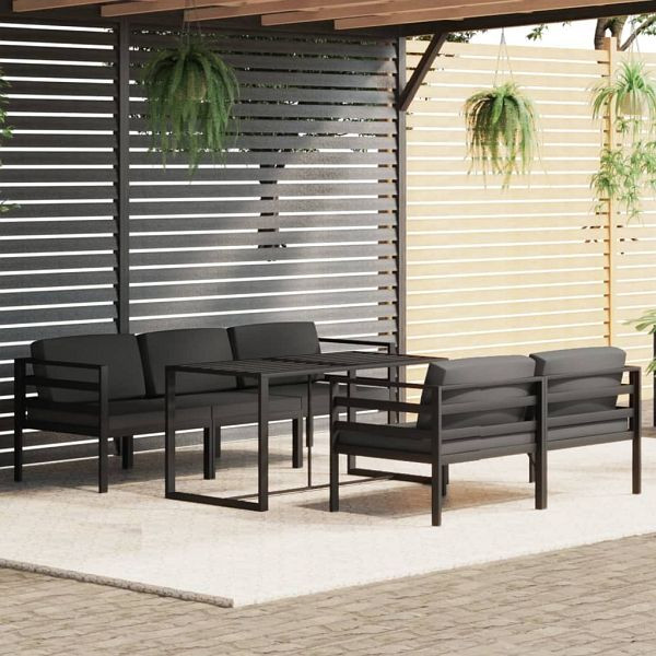 vidaXL 6-teilig Garten-Lounge-Set mit Kissen Aluminium Anthrazit, 3115922