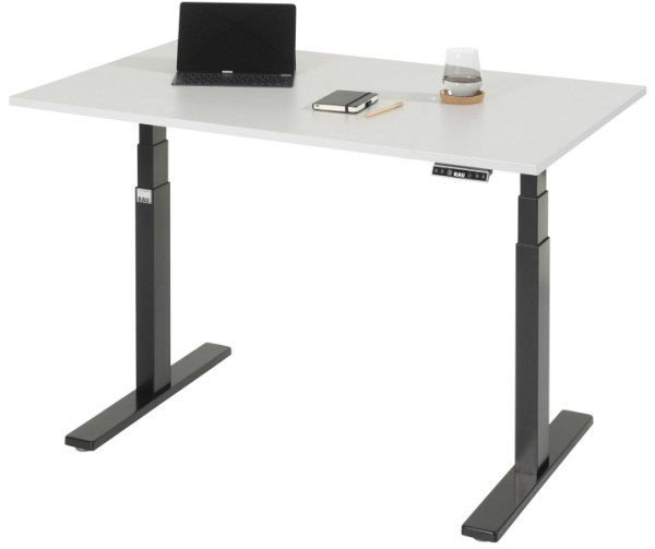 RAU Schreibtisch adlatus 100, B1250xT800xH650-1300mm, tiefschwarz, M-Platte-22 mm, 08-ST-125-080-9005-M