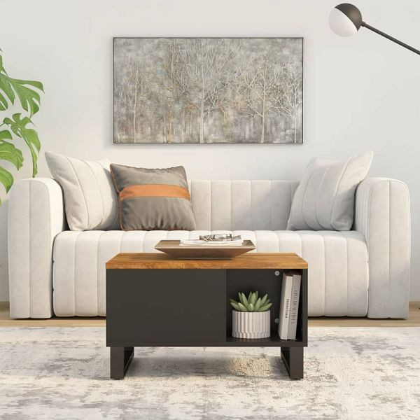 vidaXL Couchtisch 60x50x35 cm Massivholz Mango, Material: Massives Mangoholz mit honigbraunem Finish, Metall, 352868