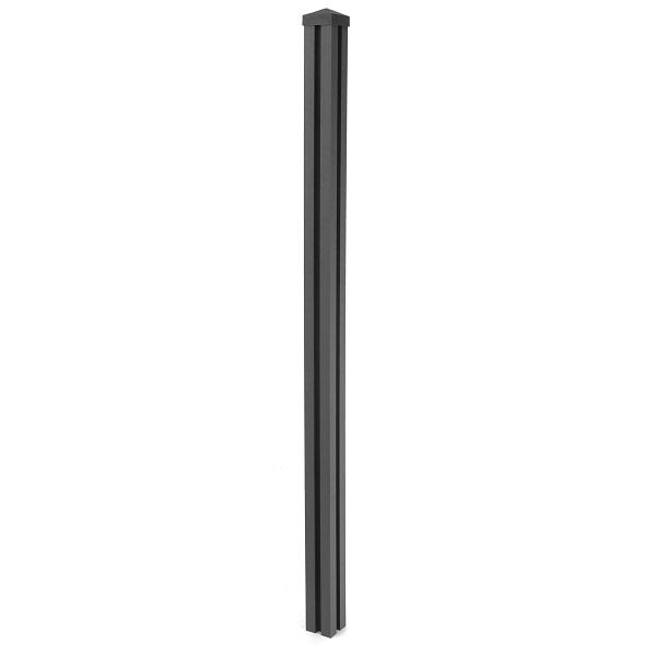 Mendler WPC-Pfosten Sarthe-WPC-Zaun, Pfeiler Pfahl, Stecksystem, 240cm, anthrazit, 76248