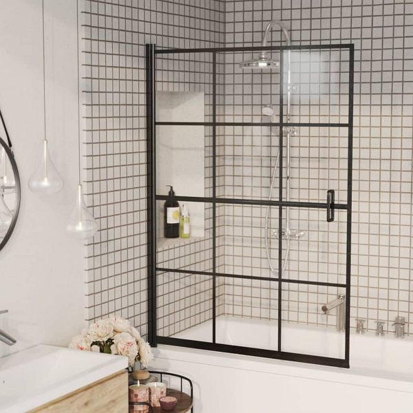 vidaXL Duschkabine ESG 100x140 cm Schwarz, transparent, 150747