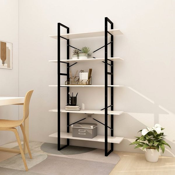 vidaXL Bücherregal 5 Fächer Weiß 100x30x175 cm Massivholz Kiefer, 3082004