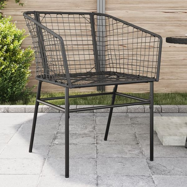 vidaXL Gartenstühle 2 Stück Schwarz Poly Rattan, Top-Qualität, 369098