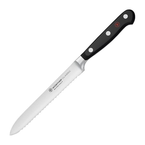 Wüsthof Classic Gezahntes Universalmesser Schwarz 14cm, FE453