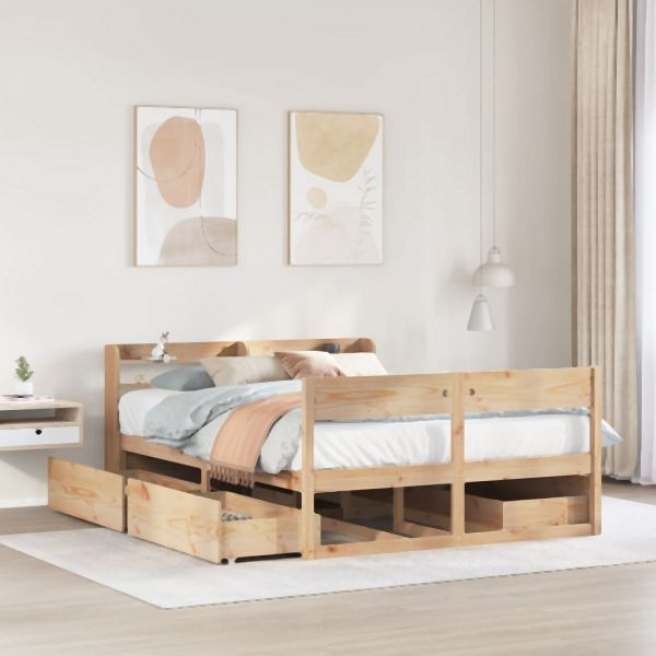 vidaXL Massivholzbett ohne Matratze 135x190 cm Kiefernholz, 3307137