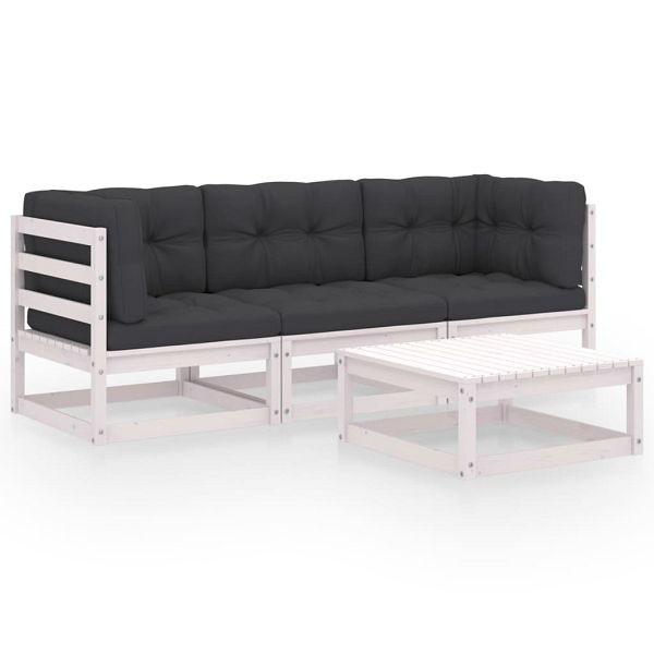 vidaXL 4-tlg. Garten-Lounge-Set mit Kissen Kiefer Massivholz, 3076375