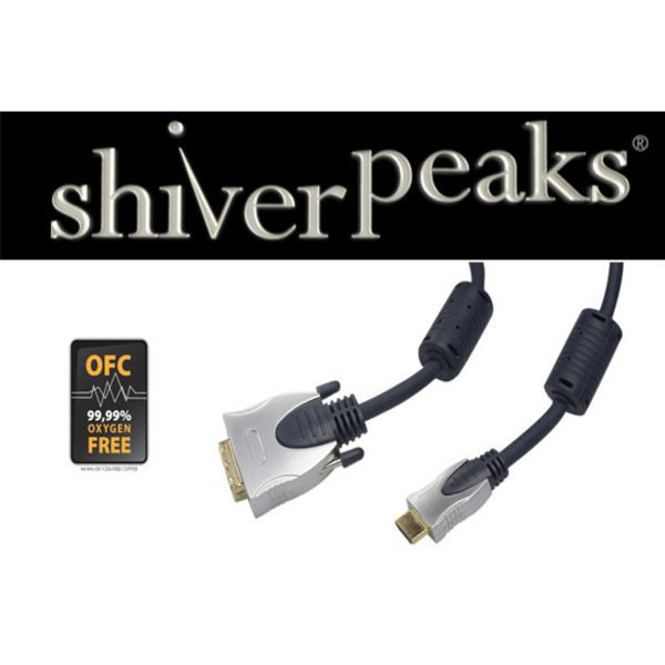 shiverpeaks PROFESSIONAL HDMI Stecker auf DVI-D-Stecker (24+1), Ferrits, verchromte Metall-Stecker, 2x Ferrit, vergoldete Kontakte, 1,3a, 10,0m, 77488-SPP