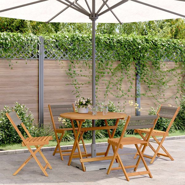 vidaXL 5-tlg. Garten-Essgruppe Polypropylen und Massivholz Grau, 3281770
