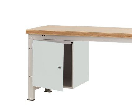 Manuflex Gehäuse-Unterbau PROFI, Nutzhöhe 500 mm mit 1 Tür links angeschlagen und Einlegeboden, für Werkbanktiefe 700 mm, Lichtgrau, ZB4981.7035