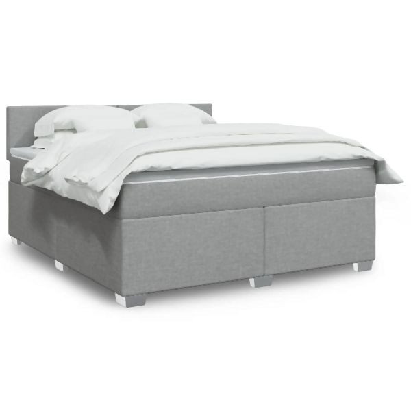vidaXL Boxspringbett mit Matratze Hellgrau 180x200 cm Stoff, 3285960