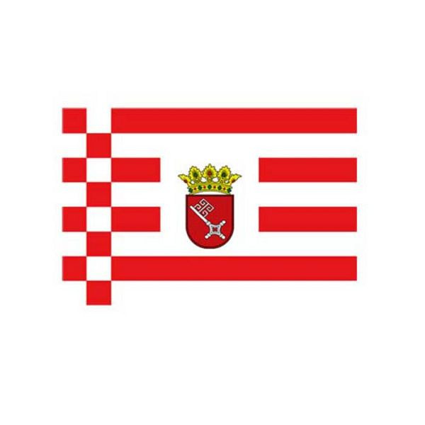 Stein HGS Landesflagge Bremen (Schlüssel), 400 x 150 cm (Hochformat), mit Karabiner, FlagTop 160 g/m², für Fahnenmasten ab 8 m, mit Hohlsaum für Ø 4 cm Ausleger, 26285