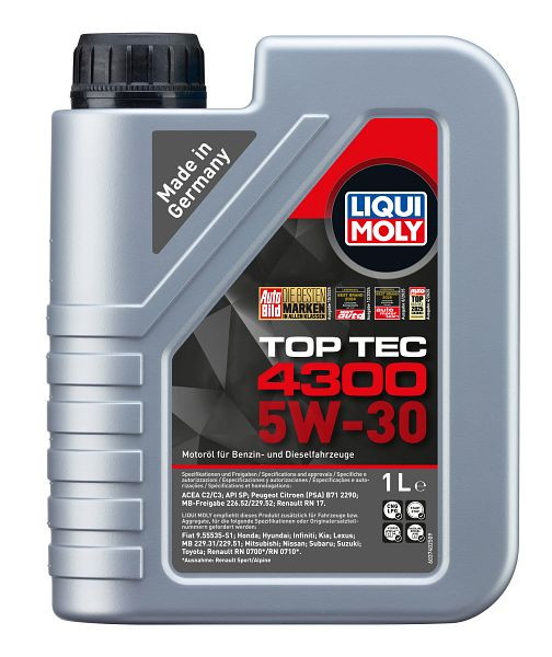 LIQUI MOLY Motoröl Top Tec 4300 5W-30, Kanister Kunststoff, VE: 1 Liter, 3740