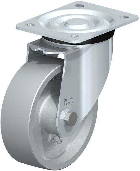 Blickle L-G 150G Stahlblech-Lenkrolle, mittelschwere Ausführung, mit Anschraubplatte, Guss, Grau, 7682