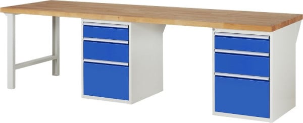 RAU Werkbank Serie 7000 - Modell 7508-8, B3000 x T900 x H890 mm, Systemunterbau B3000 x T850 x H850 mm, 03-7508A8-309B4M.11